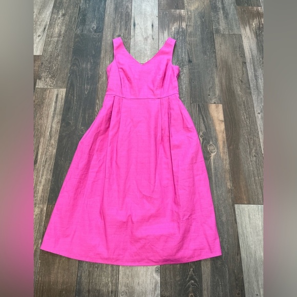 Lands End Pink Cotton/Spandex Pleated Sleeveless Dress Pockets Size 4 - Picture 1 of 9